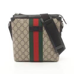 Gucci GG Supreme Sherry Line Shoulder Bag, Coated Canvas, Leather, Men's, Women's, Beige, Multicolor, 471454