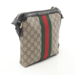 Gucci GG Supreme Sherry Line Shoulder Bag, Coated Canvas, Leather, Men's, Women's, Beige, Multicolor, 471454