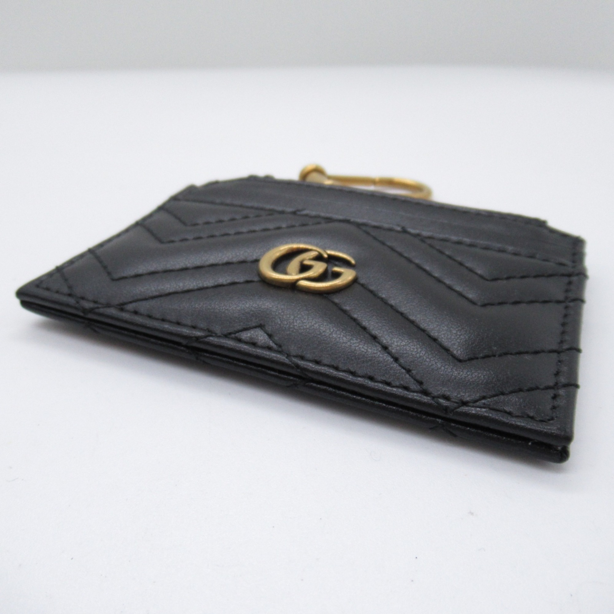 GUCCI Business Card Holder/Card Case Quilted Leather Men's Black 627064DTDHT1000