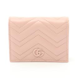 GUCCI GG Marmont Bi-fold Wallet Leather Women's Pink 466492