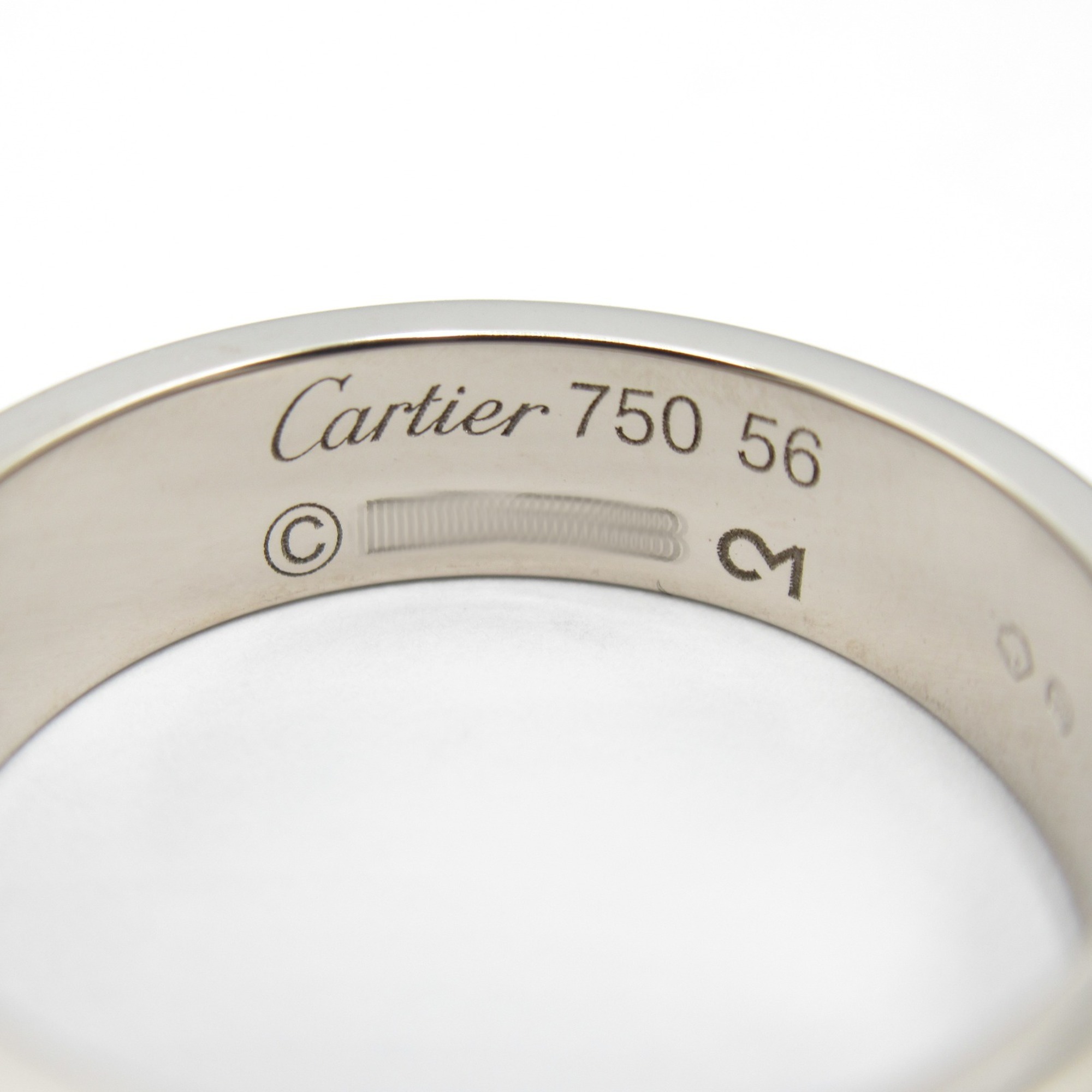 Cartier Love Ring, K18WG (White Gold), Men's, Women's, Silver, B4084700