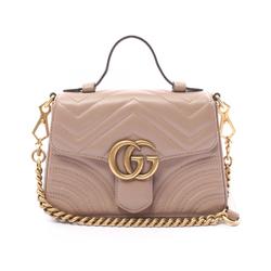 GUCCI GG Marmont Shoulder Bag Leather Women's Pink 547260