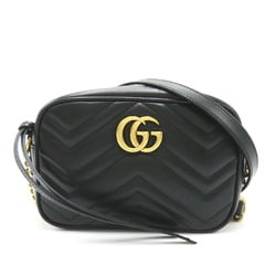 GUCCI GG Marmont Quilted Bag Shoulder Leather Women's Black 448065