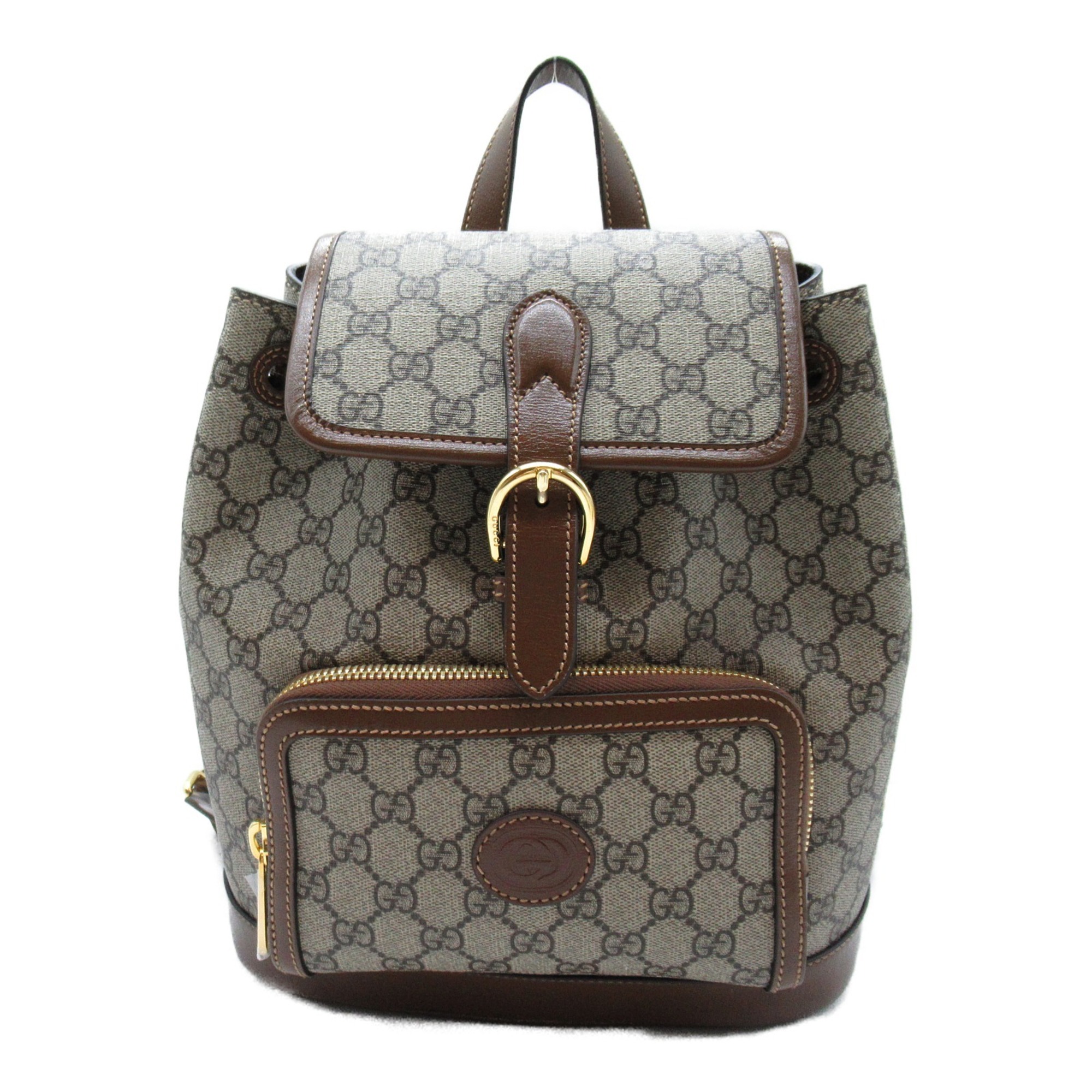 Gucci GG Supreme Backpack Bag Canvas Women's Beige Brown 674147