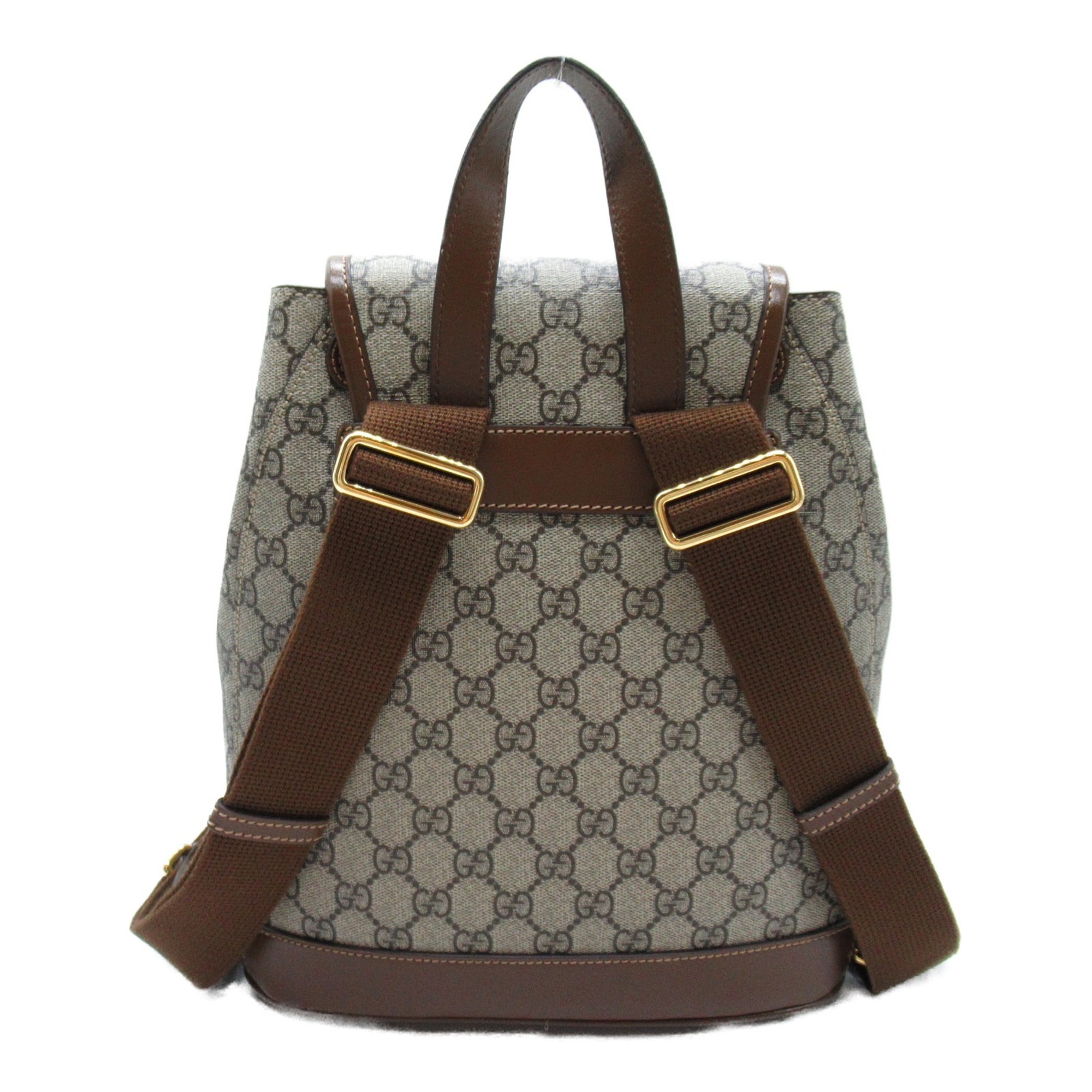 Gucci GG Supreme Backpack Bag Canvas Women's Beige Brown 674147