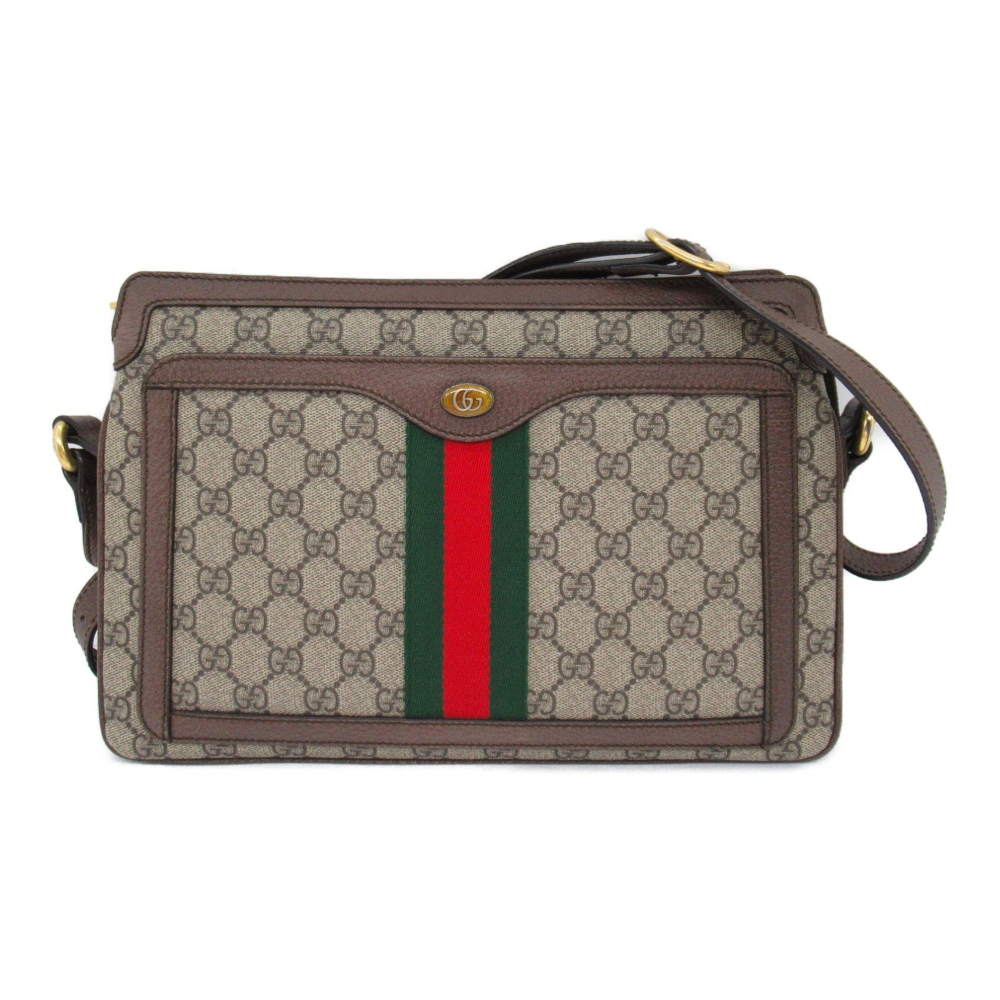 GUCCI Ophidia Shoulder Bag Canvas GG Supreme Women's Beige Brown 523534