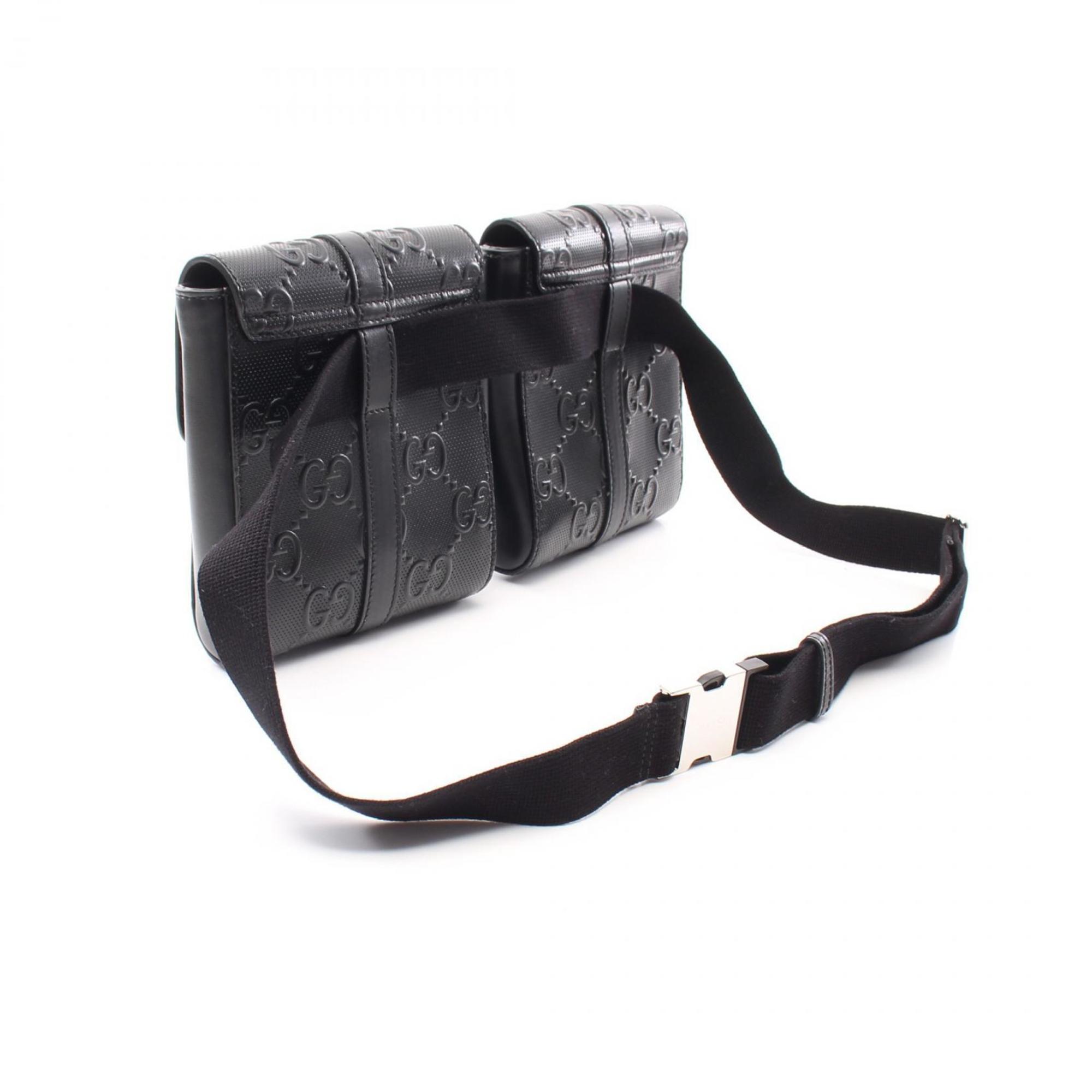 GUCCI GG embossed waist bag, body leather, men's, black