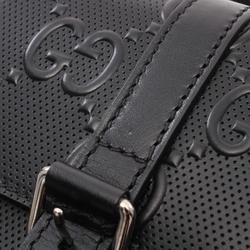 GUCCI GG embossed waist bag, body leather, men's, black