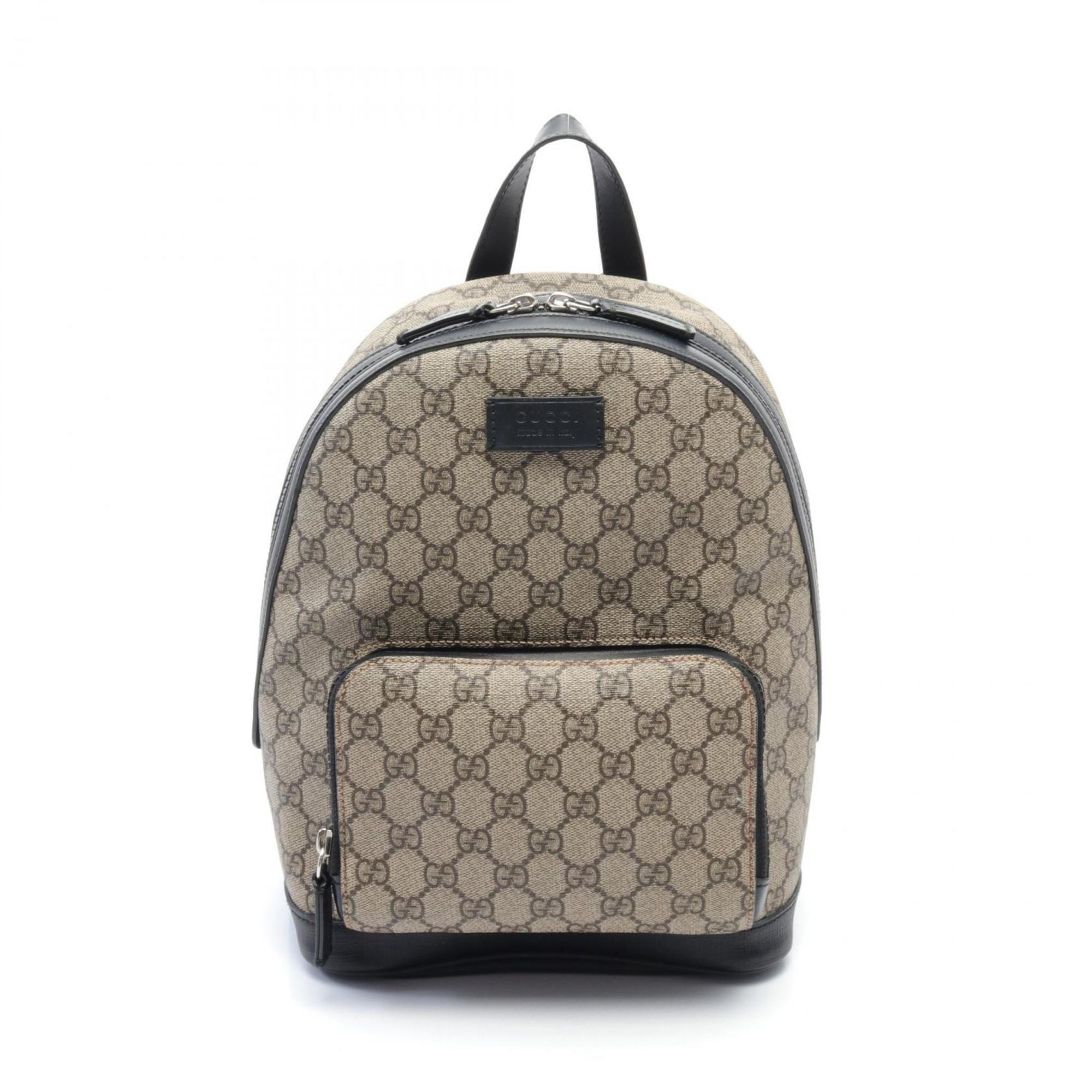 Gucci GG Supreme Small Rucksack Backpack Bag Coated Canvas Leather Women's Beige Black 429020