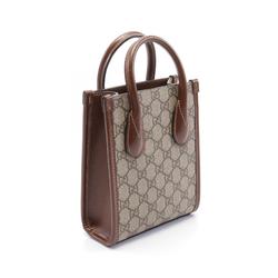 Gucci GG Supreme Tote Bag with Interlocking G Handbag Coated Canvas Leather Women's Beige Brown 671623