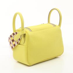 Hermes Lindy Maxi-Quadrille Lime Shoulder Bag Taurillon Clemence Women's Yellow