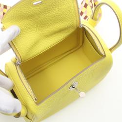 Hermes Lindy Maxi-Quadrille Lime Shoulder Bag Taurillon Clemence Women's Yellow