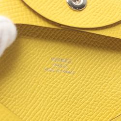 Hermes HERMES Bastia Jaune Ambre Wallet/Coin Case Wallet Epsom Leather Women's Yellow