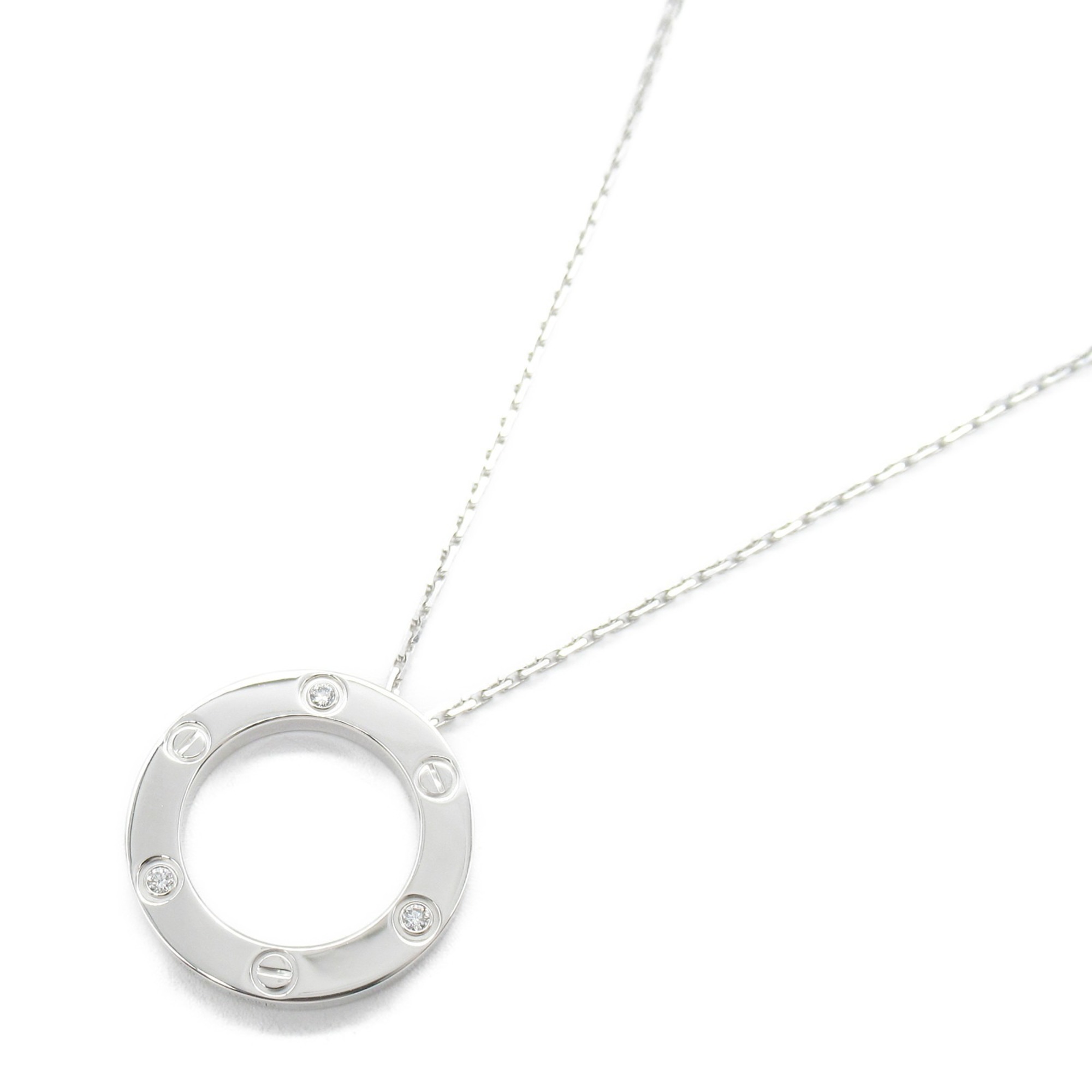 Cartier Love Circle 3PD Necklace, K18WG (White Gold), Diamond, Women's, Clear, B7014600