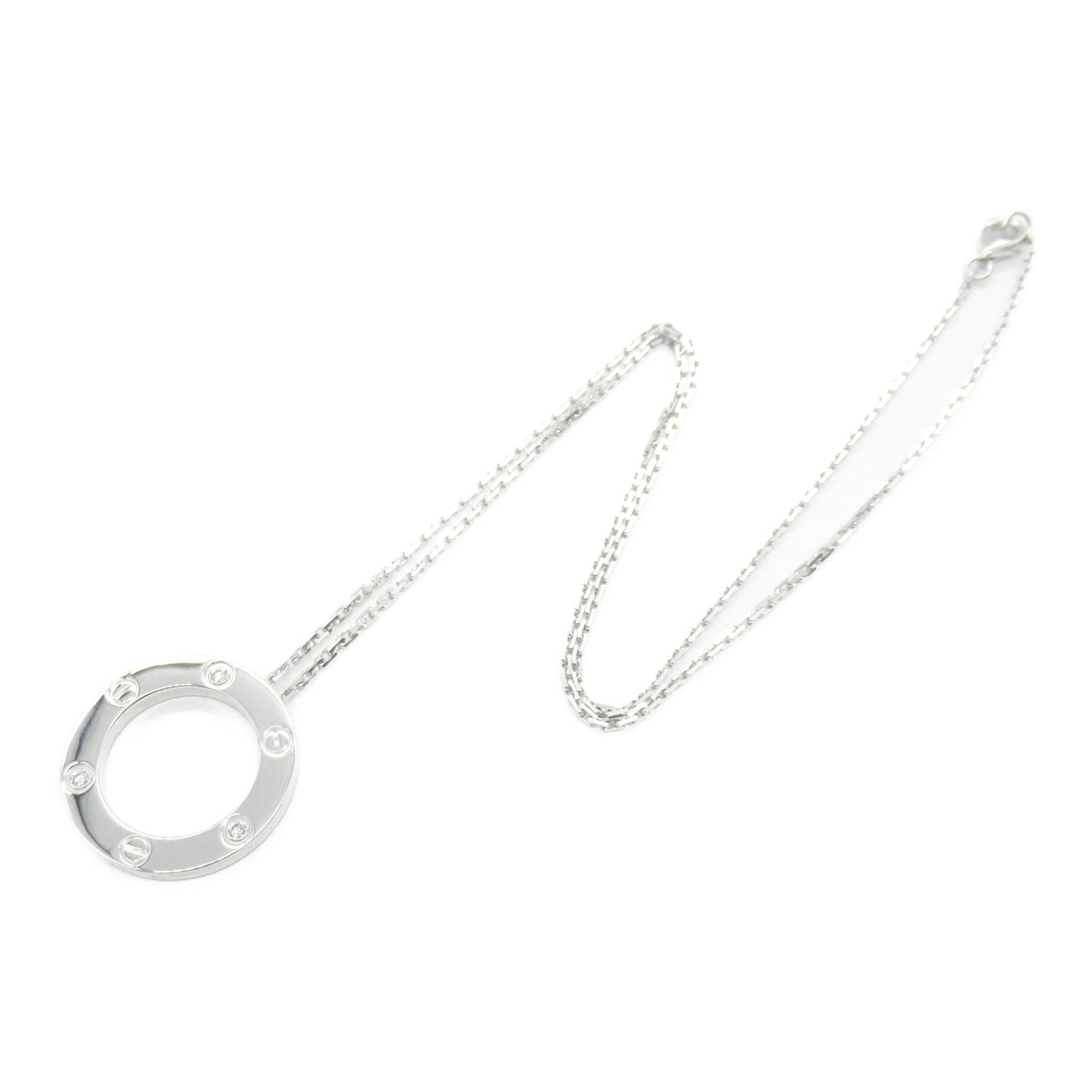 Cartier Love Circle 3PD Necklace, K18WG (White Gold), Diamond, Women's, Clear, B7014600