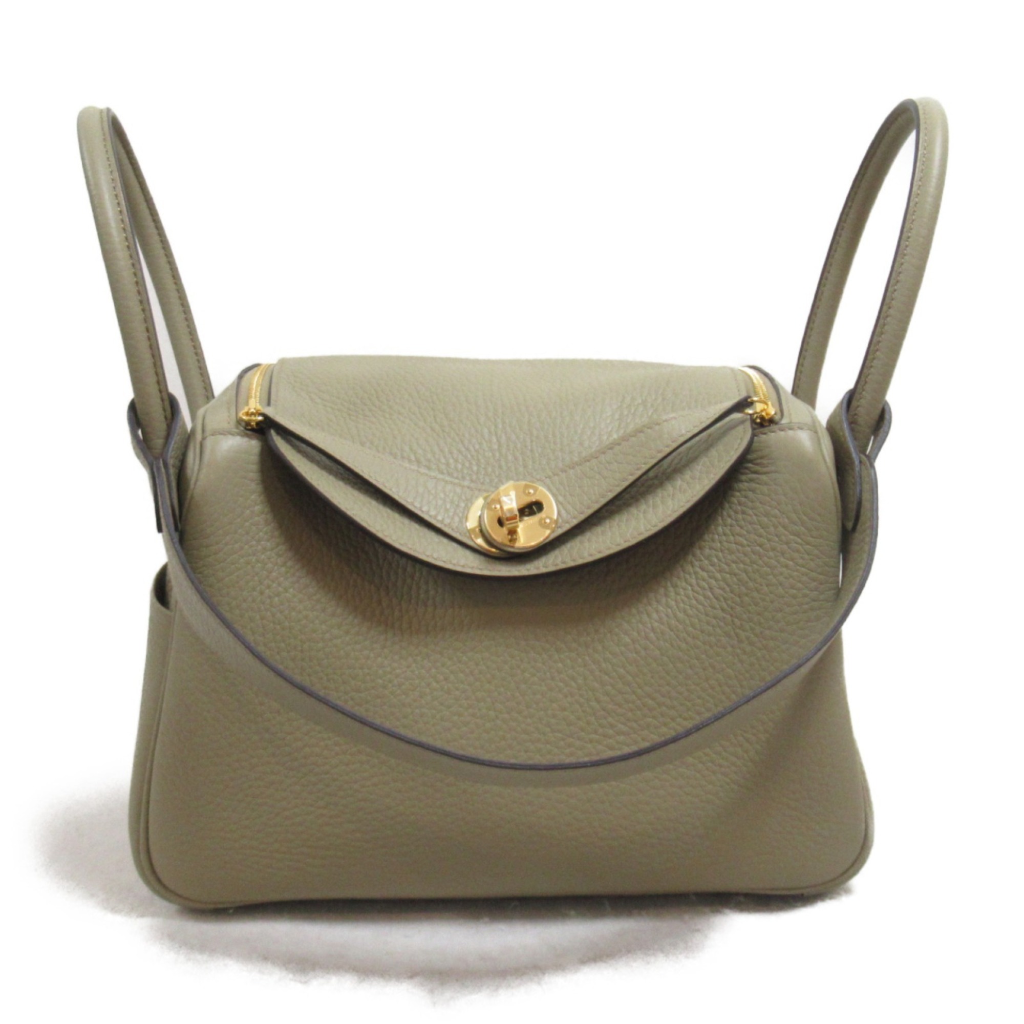 Hermes Lindy 26 Beige Marfa Shoulder Bag Leather Taurillon Clemence Women's