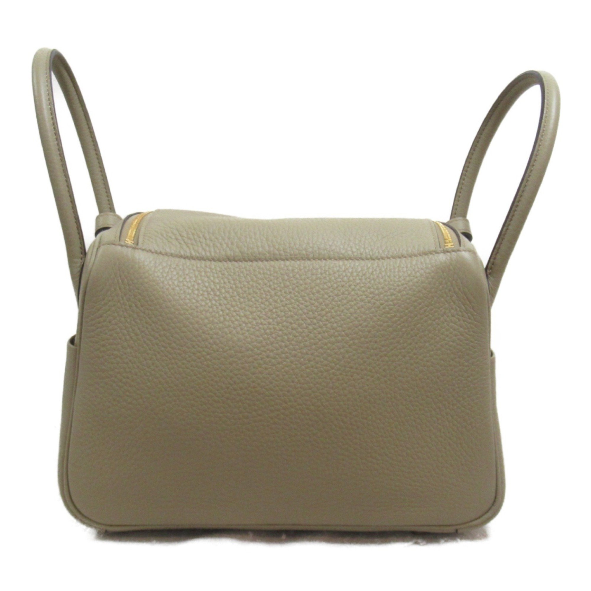 Hermes Lindy 26 Beige Marfa Shoulder Bag Leather Taurillon Clemence Women's