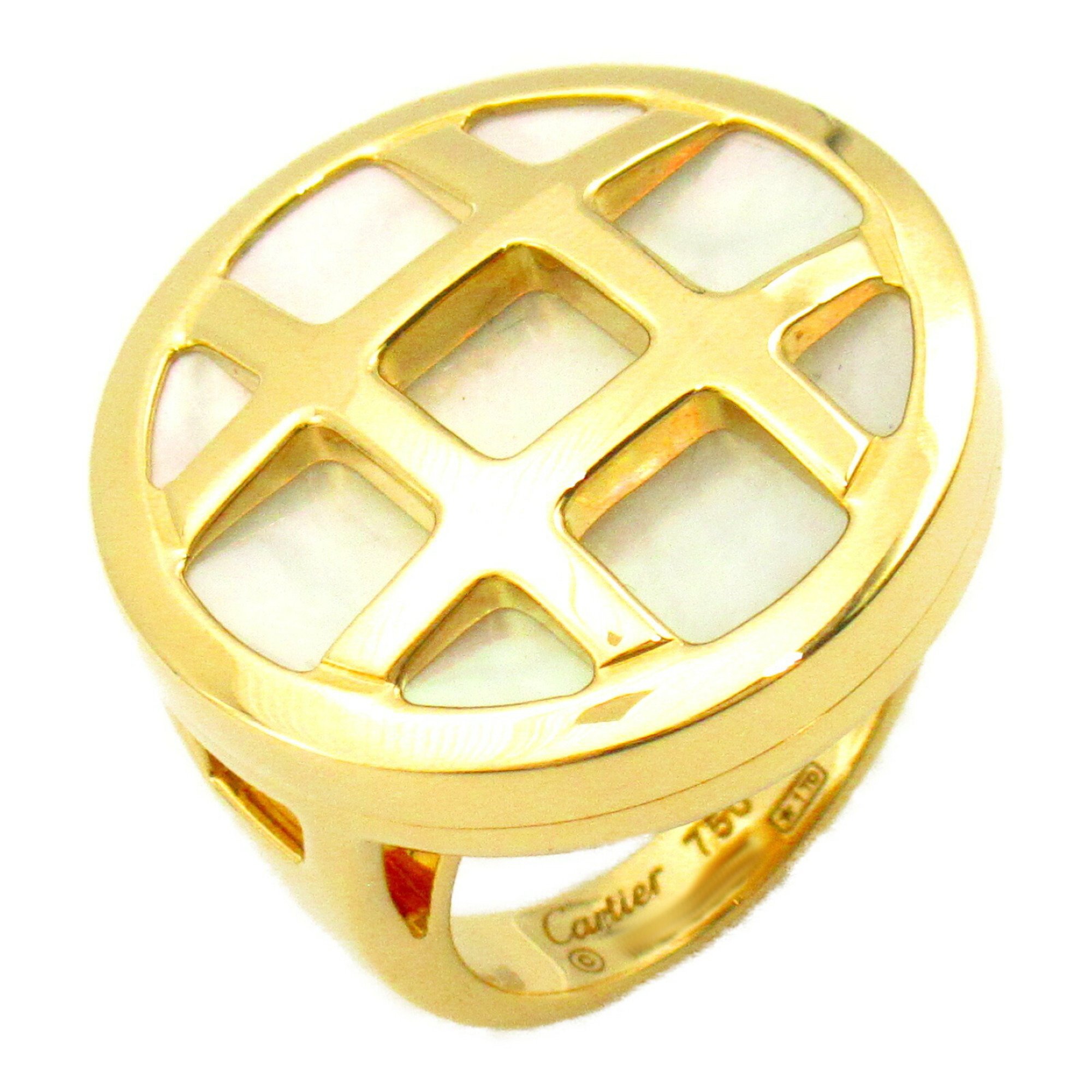 Cartier Pasha Grid Shell Ring, K18 (Yellow Gold), Shell, Women's, White