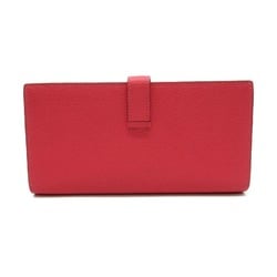 Hermes HERMES Bearn Soufflet Rose Azalee Bi-fold Long Wallet Leather Chevre Women's Pink