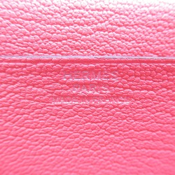 Hermes HERMES Bearn Soufflet Rose Azalee Bi-fold Long Wallet Leather Chevre Women's Pink