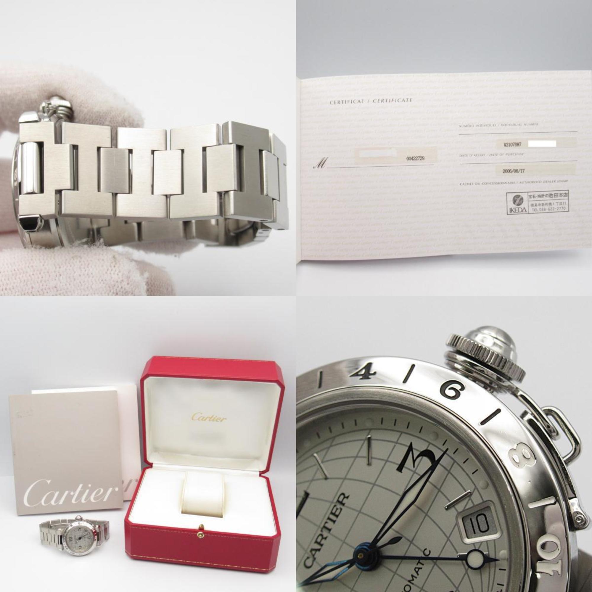 Cartier Pasha C Meridian Wristwatch Stainless Steel Men's Women's Silver W31078M7