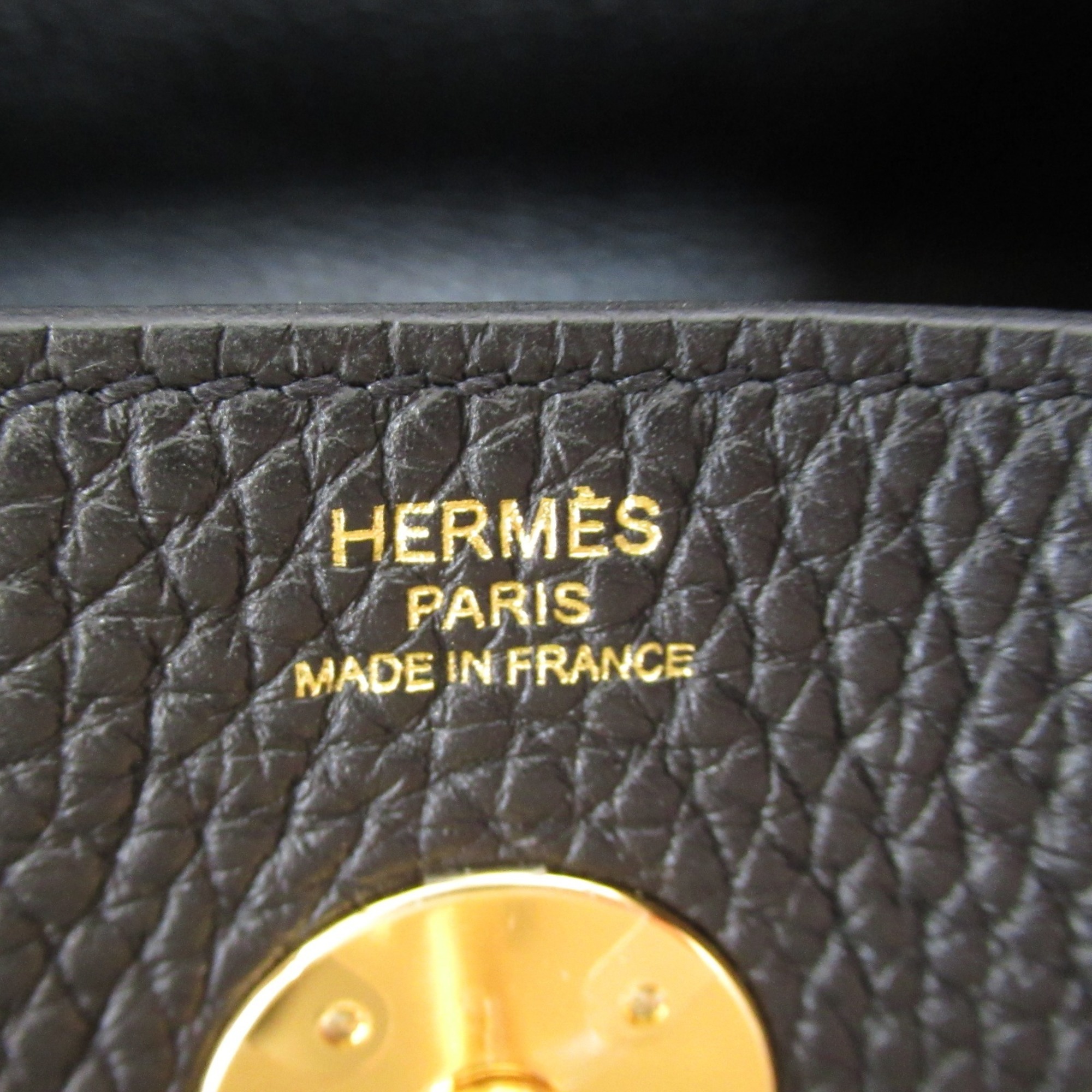 Hermes Lindy 26 Black Shoulder Bag Leather Taurillon Clemence Women's