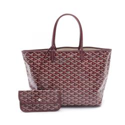 GOYARD Saint Louis PM Tote Bag, Coated Canvas, Leather, Women's, Bordeaux, Brown, White