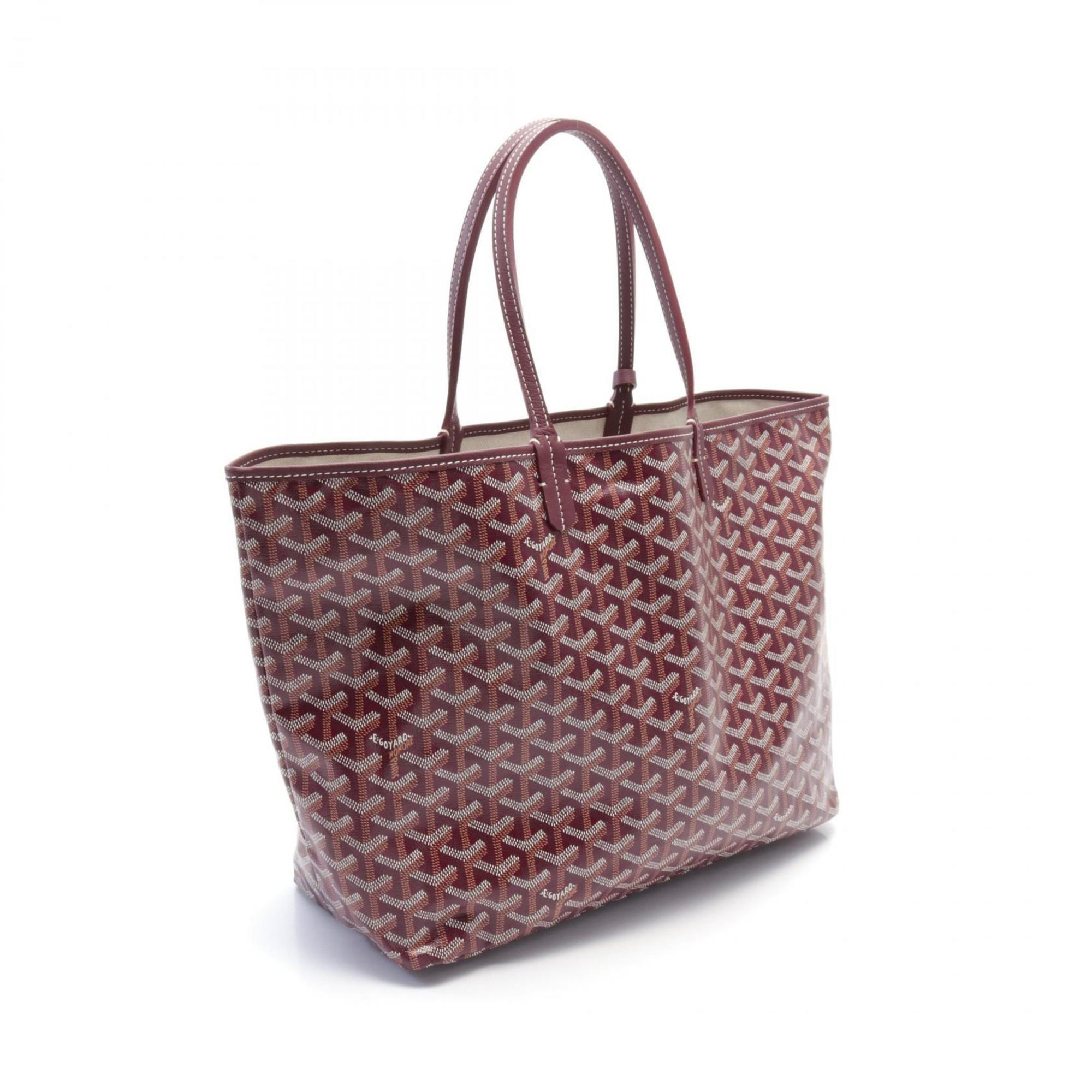 GOYARD Saint Louis PM Tote Bag, Coated Canvas, Leather, Women's, Bordeaux, Brown, White