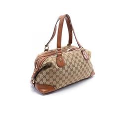 GUCCI Brick Lane GG Canvas Handbag Bag Leather Women's Beige Brown 296898