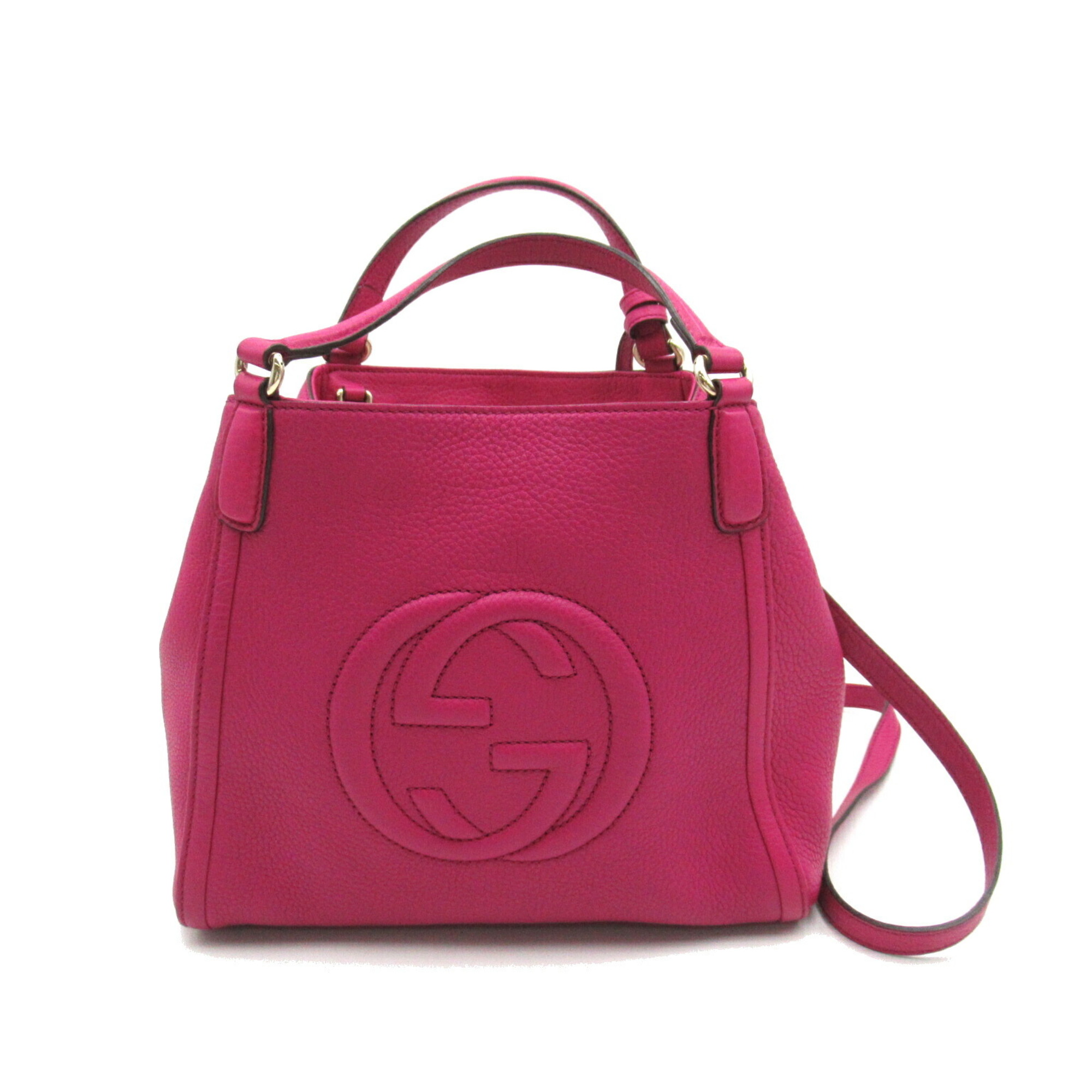 GUCCI Soho 2way shoulder bag, leather, women's, pink, 336751