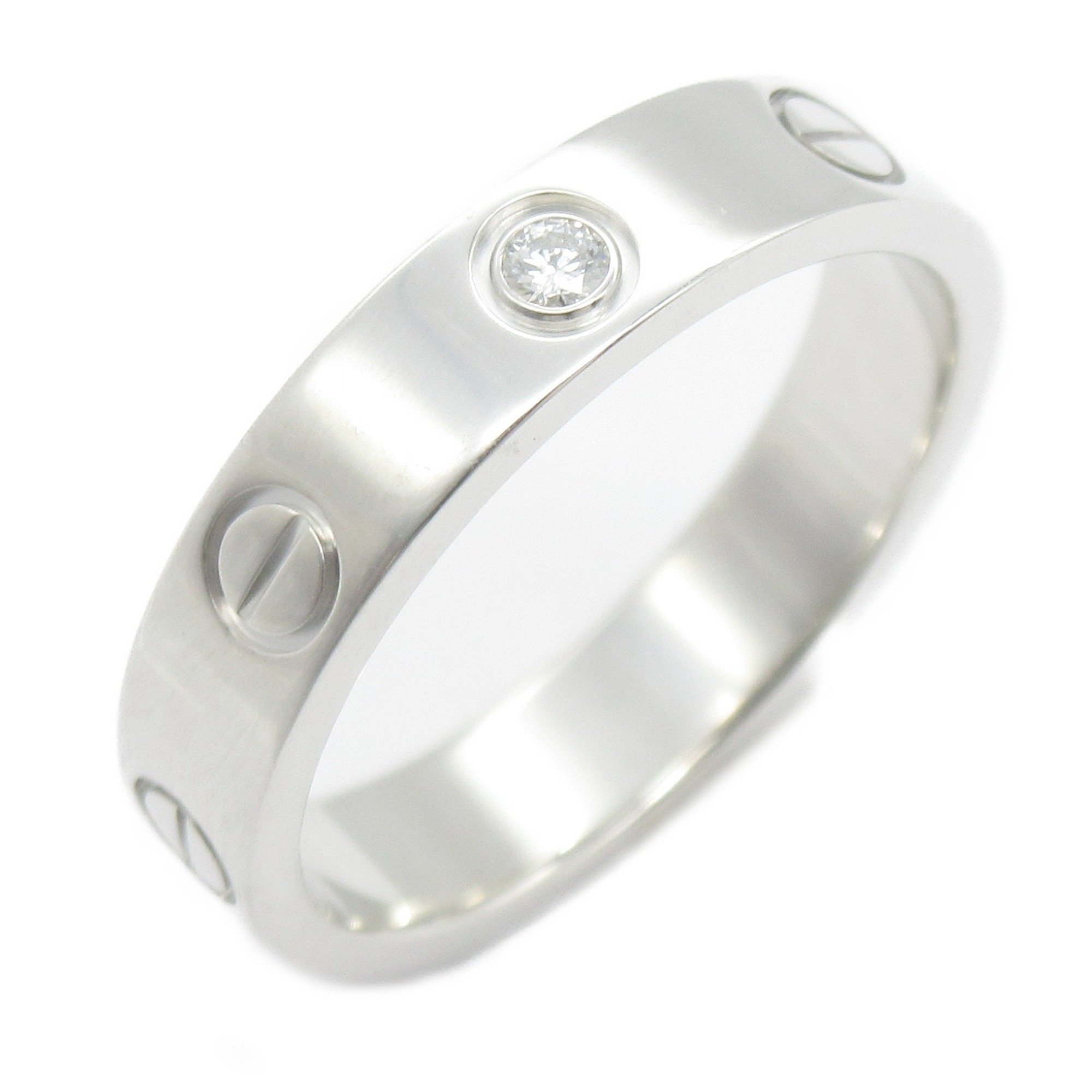 Cartier Love Ring 1P Diamond K18WG (White Gold) Men's Women's Clear