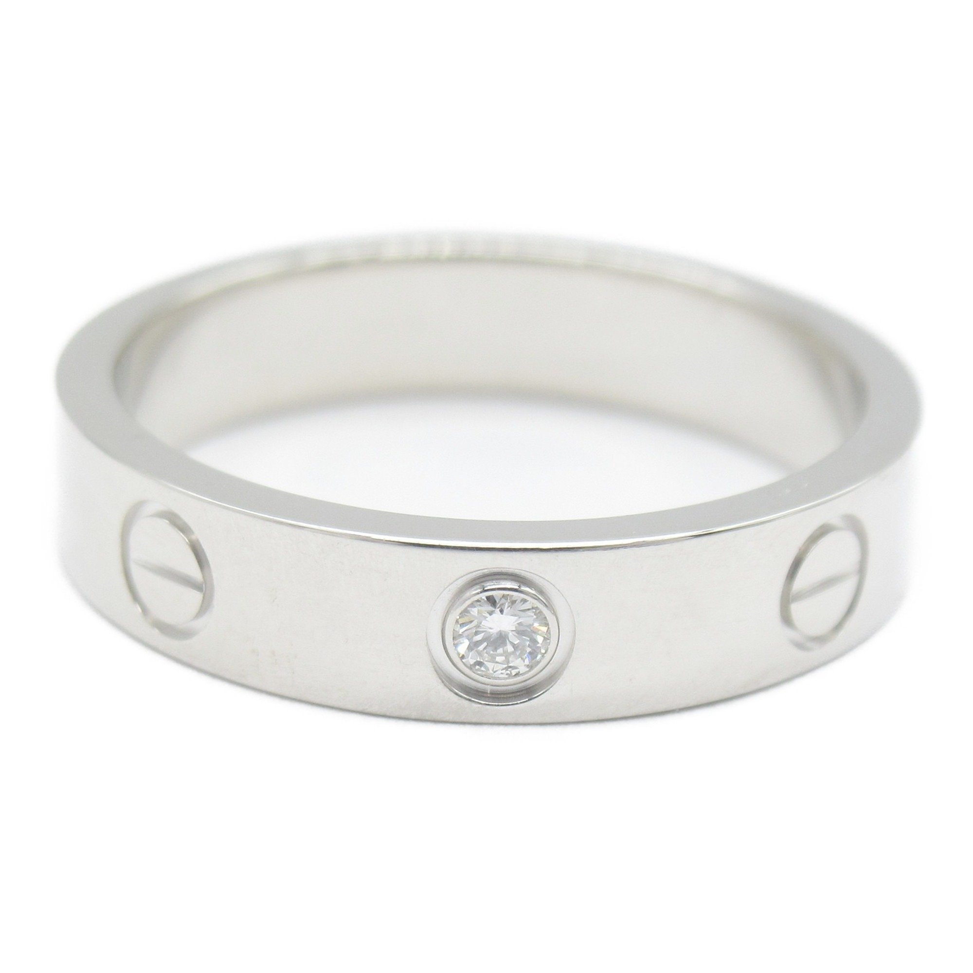 Cartier Love Ring 1P Diamond K18WG (White Gold) Men's Women's Clear