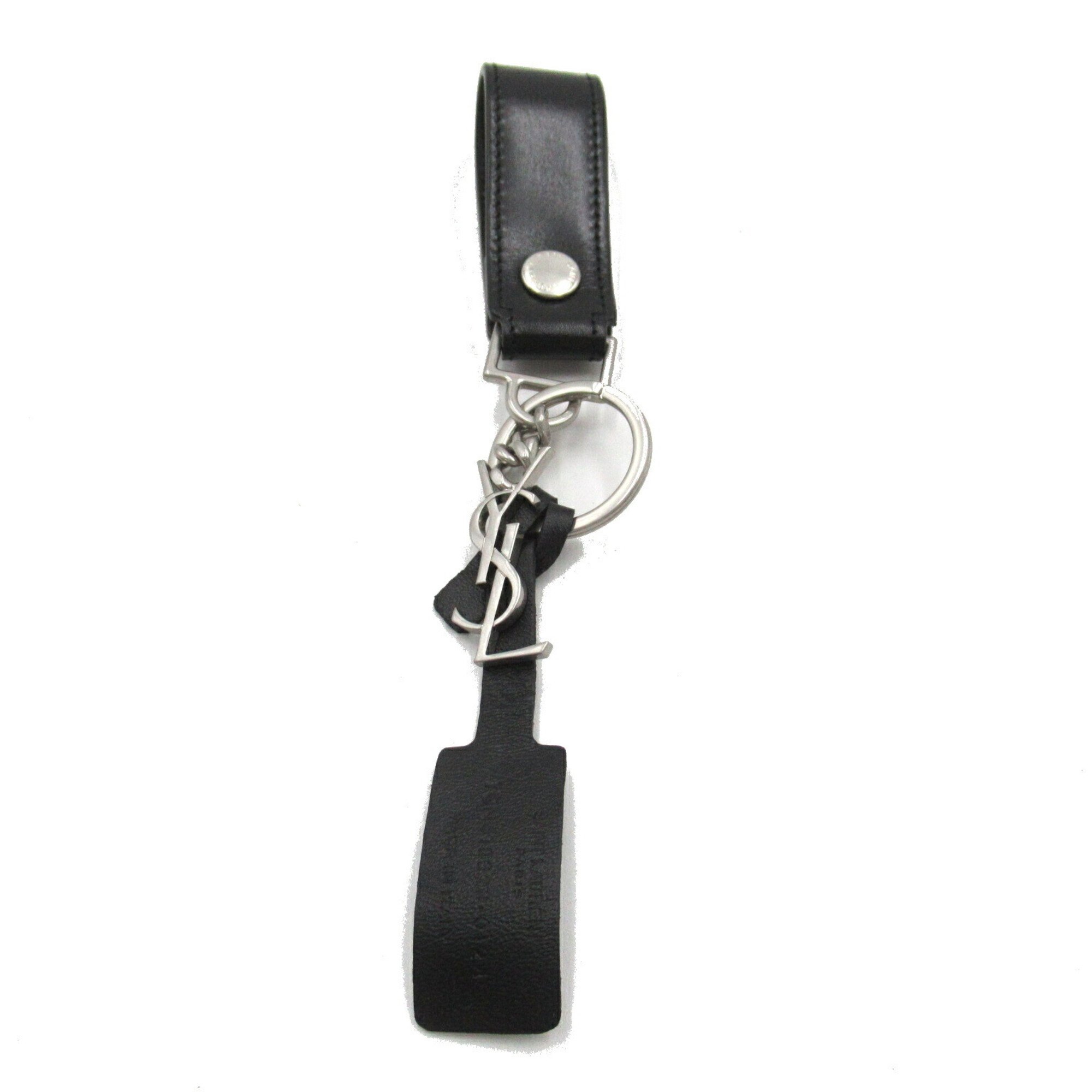 Saint Laurent SAINT LAURENT Key Ring Leather Men's Women's Black 5183230SX0E1000