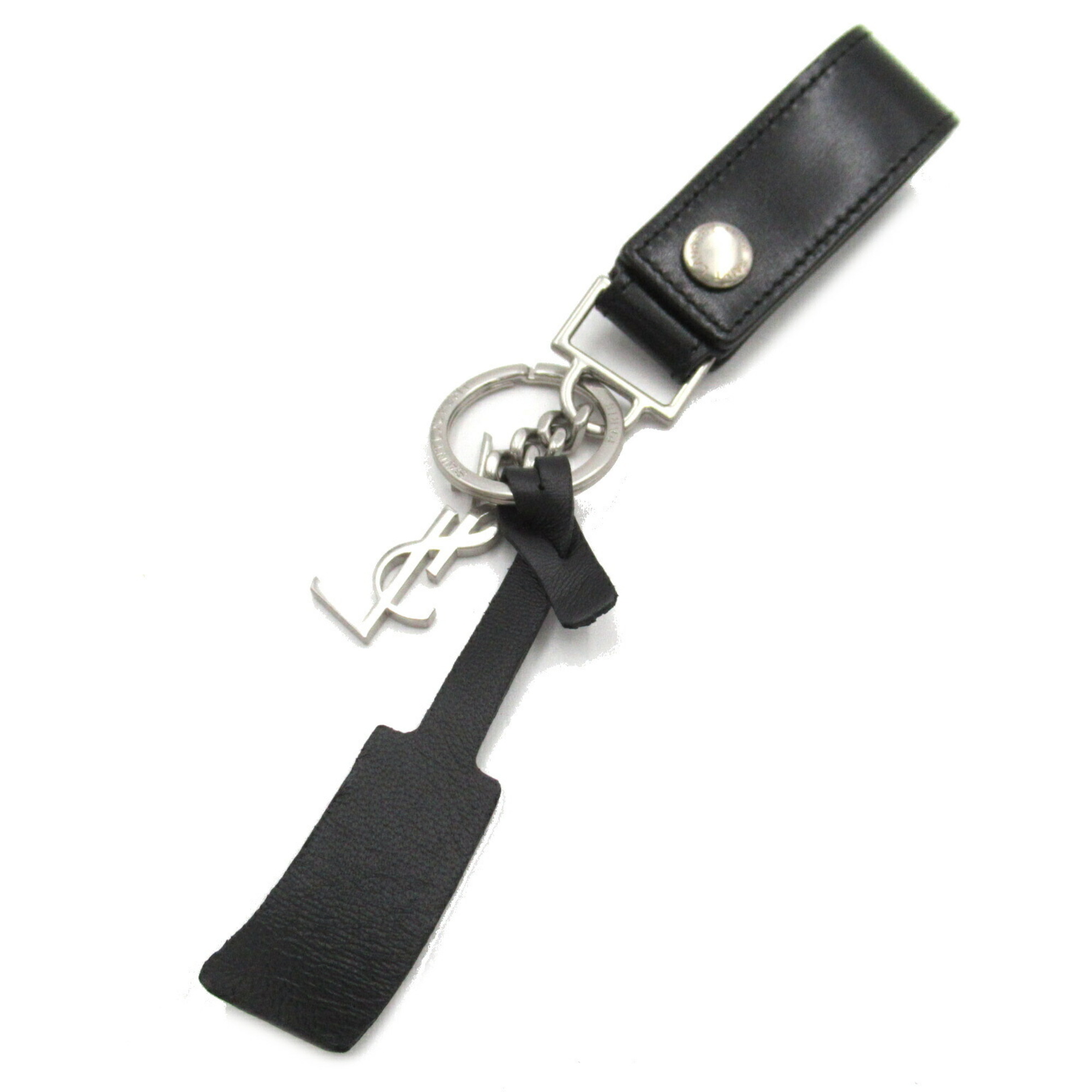 Saint Laurent SAINT LAURENT Key Ring Leather Men's Women's Black 5183230SX0E1000