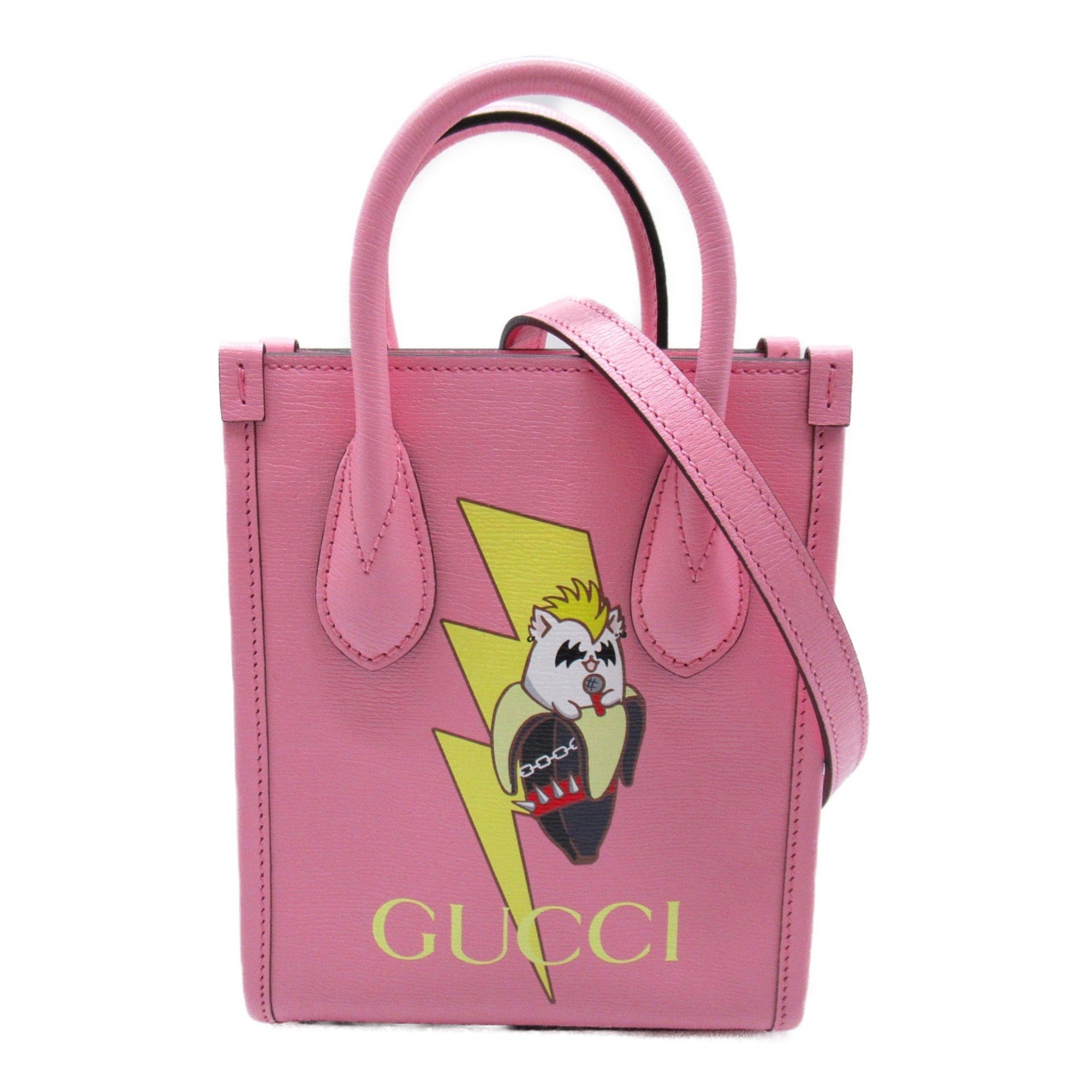 GUCCI 2Way Hand Bag, Leather, Women's, Pink, 671623