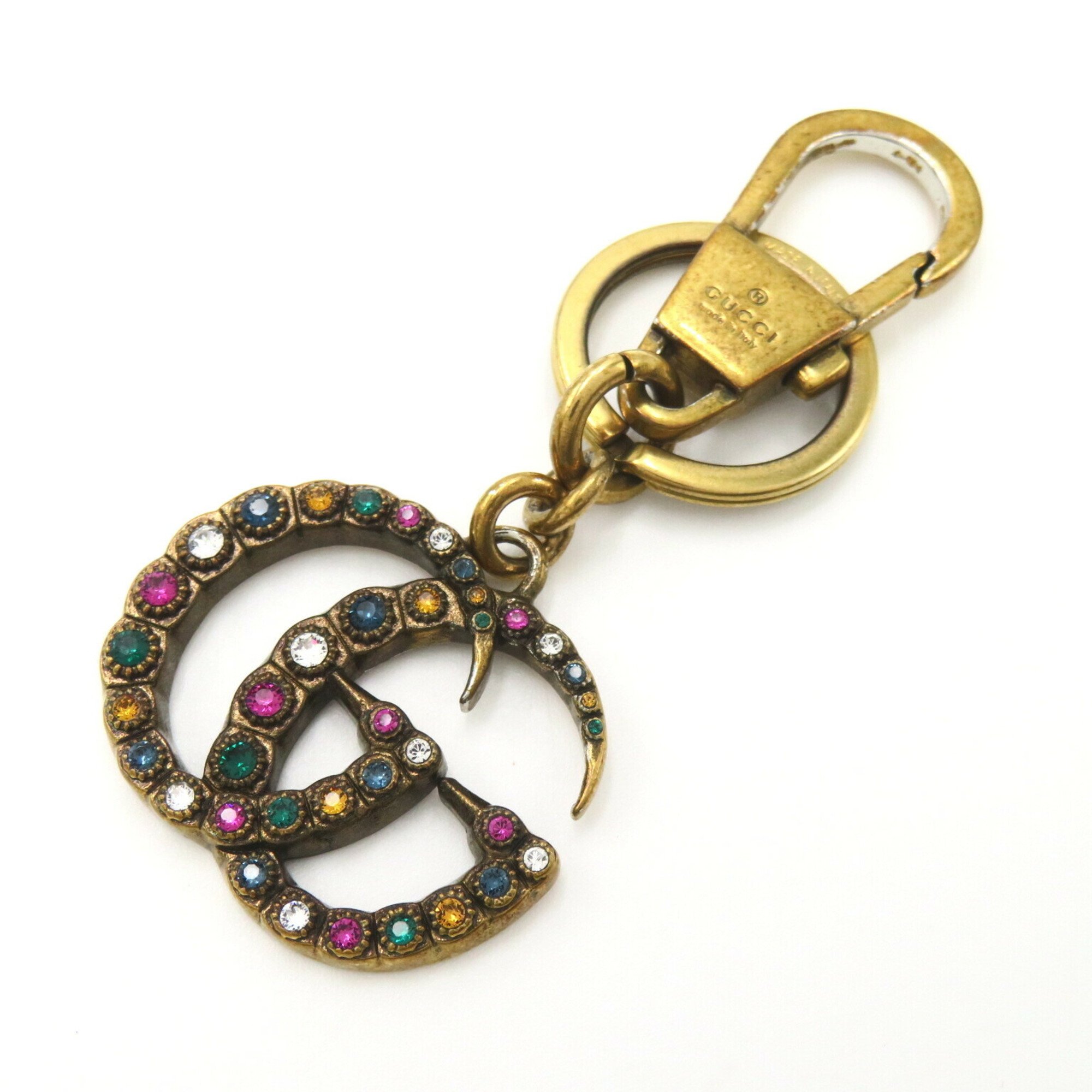 GUCCI GG Multi Key Ring Metal Rhinestone Women's Gold