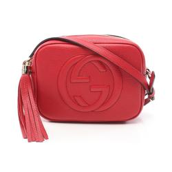 Gucci Soho Disco Bag Interlocking G Shoulder Leather Women's Red 308364