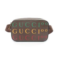 Gucci Bum Bag Belt Waist Body Leather Men Women Brown Multicolor 602695