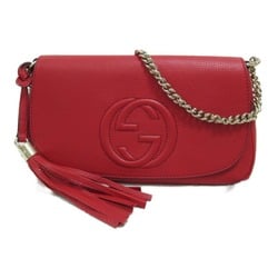 GUCCI Soho Chain Shoulder Bag Leather Women's Red 336752