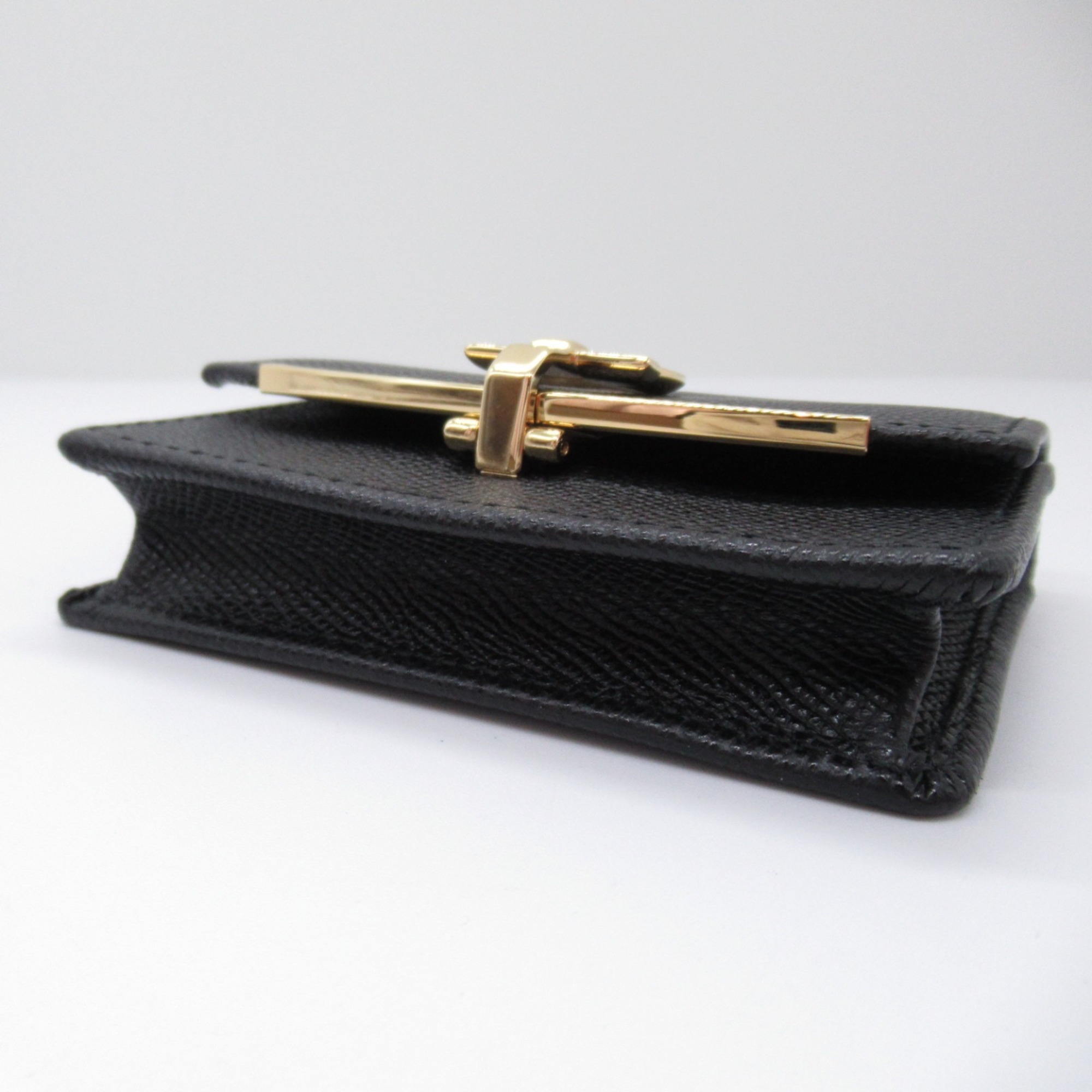 Salvatore Ferragamo Business Card Holder/Card Case Leather Men's Women's Black 22D198683350