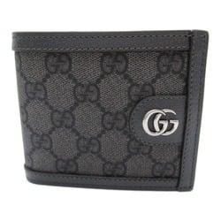 GUCCI Bi-fold Wallet Canvas GG Supreme Men's Gray Black 597609UULBN1244