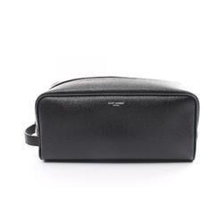 Saint Laurent Grooming Case, Second Bag, Clutch Leather, Men's, Black, 609347 1GF0N 1000