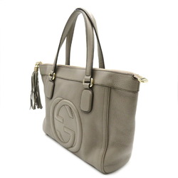 GUCCI Soho Tote Bag 2way Calfskin (Cowhide) Women's Gray Greige 283207