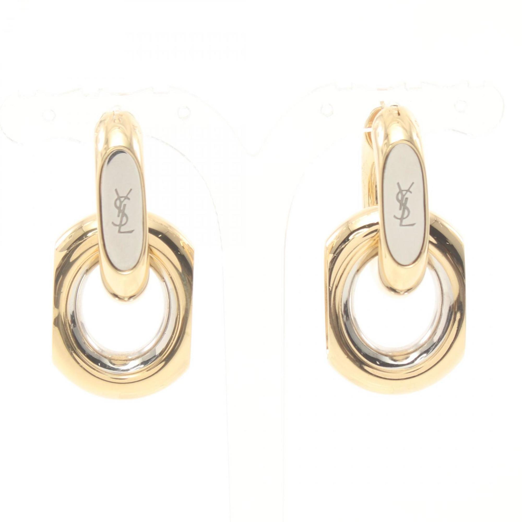 Yves Saint Laurent Saint Laurent Cassandra Duo Link Earrings GP (Gold Plated) Stainless Steel Women's Gold Silver 778541Y000A8468