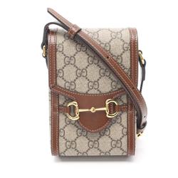 Gucci Horsebit 1955 Bag GG Supreme Shoulder Coated Canvas Leather Women's Beige Brown 025615