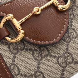 Gucci Horsebit 1955 Bag GG Supreme Shoulder Coated Canvas Leather Women's Beige Brown 025615