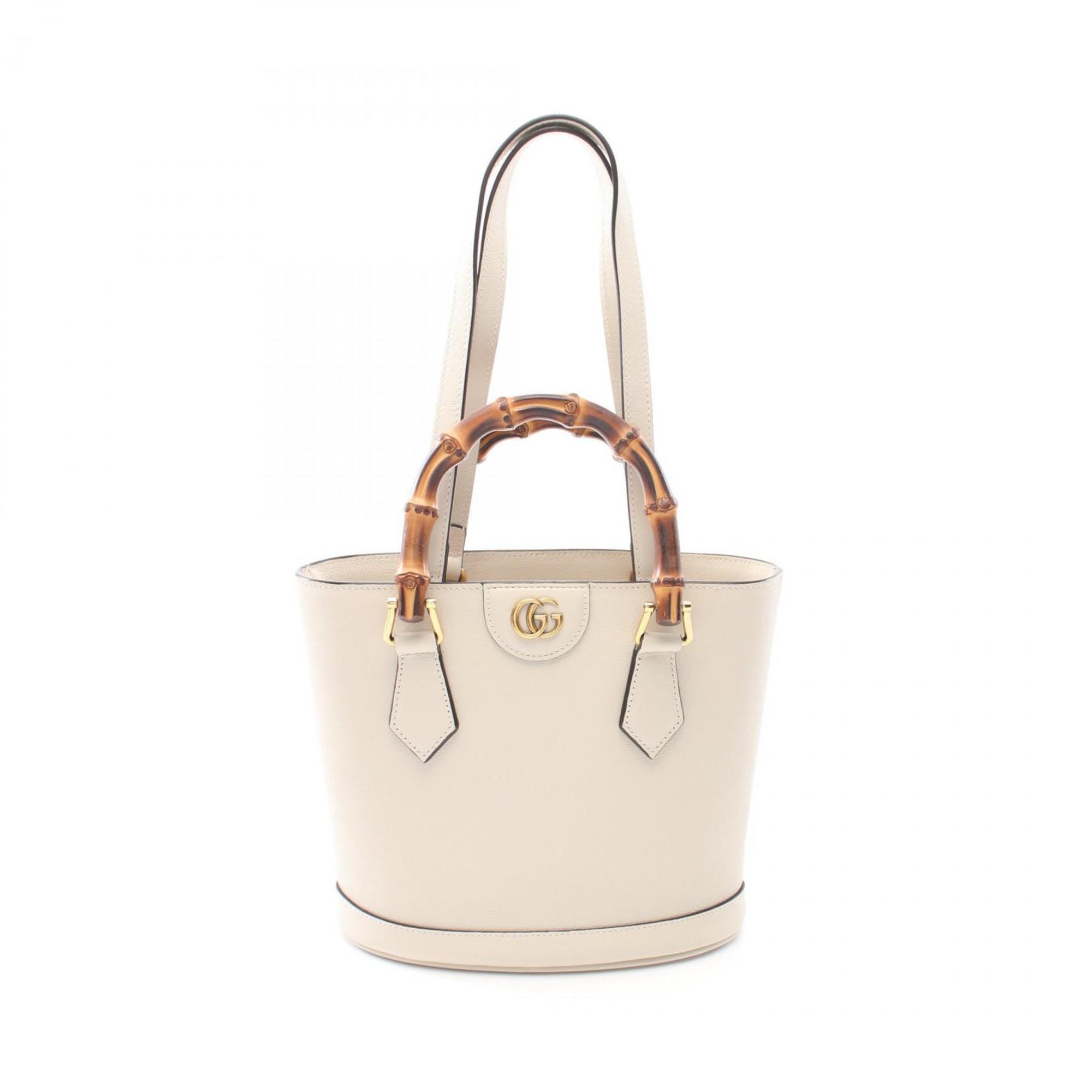 GUCCI Bamboo Tote Bag Leather Women's Beige 750396