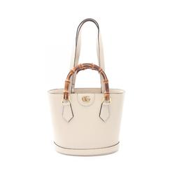 GUCCI Bamboo Tote Bag Leather Women's Beige 750396