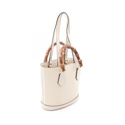 GUCCI Bamboo Tote Bag Leather Women's Beige 750396