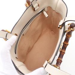 GUCCI Bamboo Tote Bag Leather Women's Beige 750396